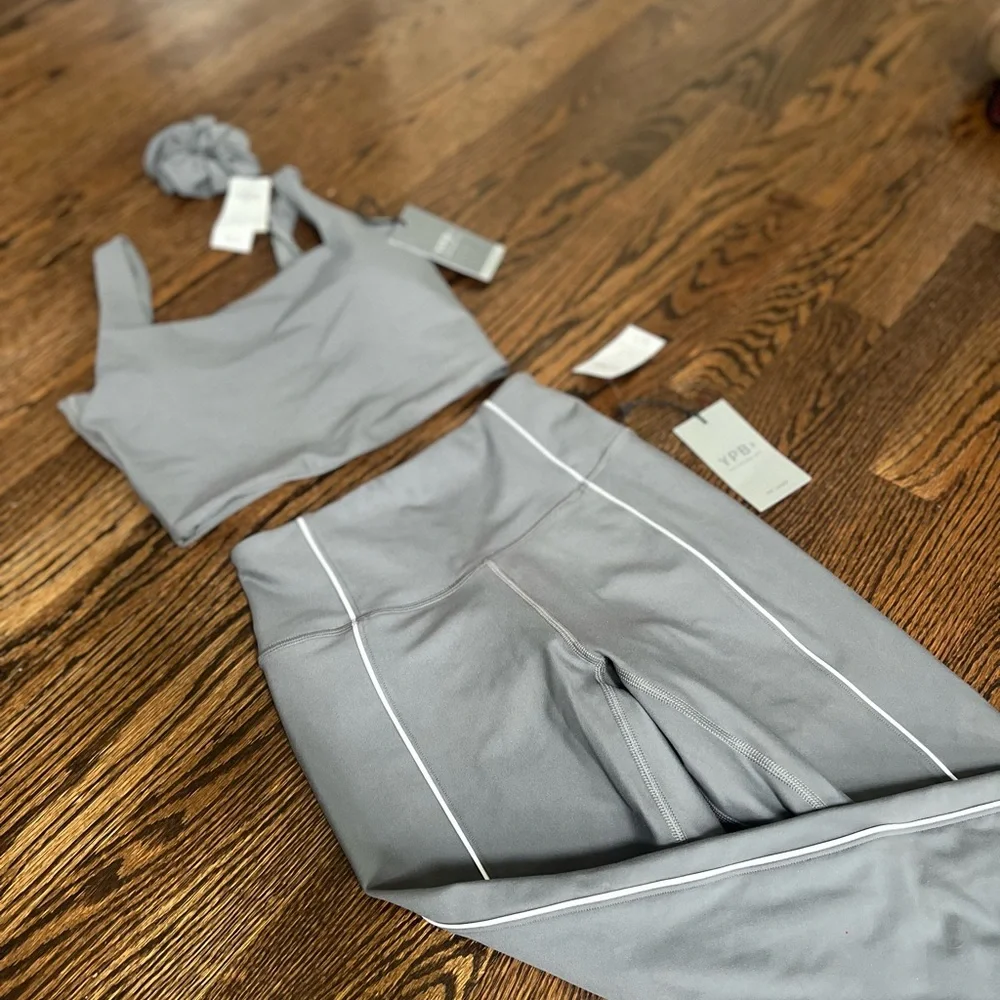 NWT! Tank, Legging, Scrunchie YPB Gray - Picture 2 of 5